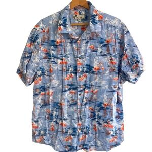 Oliver Burke Mens Flamingo Hawaiian Button Up Shirt Tropical Beach Vacation XXL